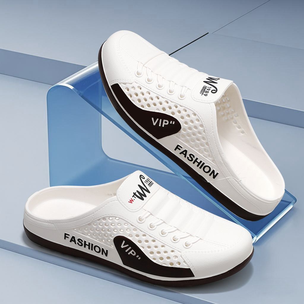 男款时尚百搭男凉鞋网面夏季防滑透气洞洞男新款脚蹬无后包头拖鞋